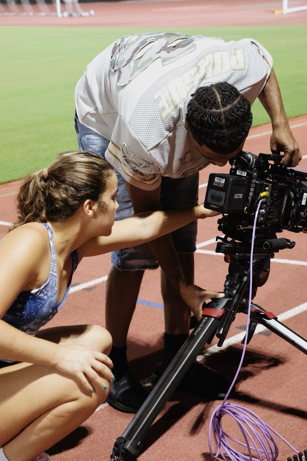 Cinema camera rig on set
