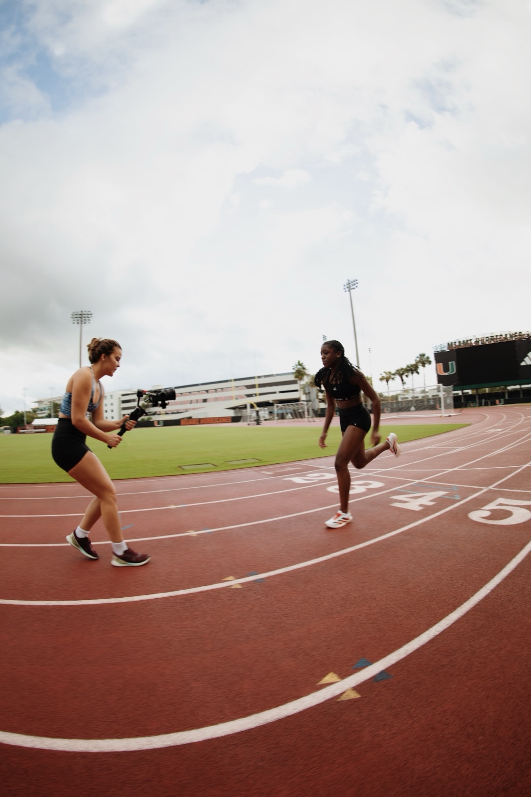 Filming on the track